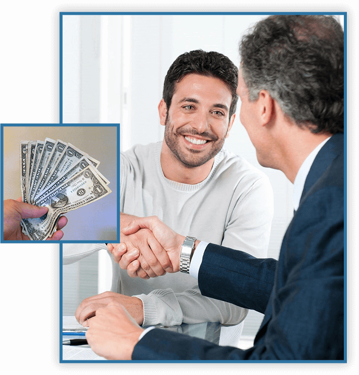 Smiling Businessmen Shaking Hands in Office